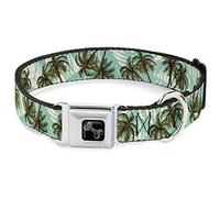 Buckle Down 15-66 cm Palmiers Relier Tan/Bleu Sarcelle Collier de Chien en Forme d'os, Large