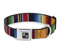 Buckle Down 15-66 cm Zarape2 à Rayures Verticales Multicolores Collier de Chien en Forme d'os, Large