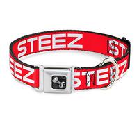 Buckle Down 16-58,4 cm Cheval Plat Rouge/Blanc Collier de Chien en Forme d'os, écran Large, Medium