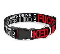 Buckle Down 16-58,4 cm I Don't Drink mais Lorsque I Do I Get Up col Clip en Plastique Noir/Blanc/Rouge, Large Medium