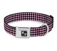 Buckle Down 16-58,4 cm Mini Pois Noir/Rose Collier de Chien en Forme d'os, écran Large, Medium