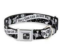 Buckle Down 16-58,4 cm Only God Can Judge Me Noir/Blanc Collier de Chien en Forme d'os, écran Large, Medium