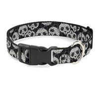 Buckle Down 16-58,4 cm Panda Ours Sucre Tête de Mort Diffuse Noir/Blanc Plastique Clip Collier, écran Large, Medium