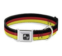 Buckle Down 16-58,4 cm Rayures Noir/Rouge/Jaune Collier de Chien en Forme d'os, écran Large, Medium