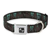 Buckle Down 18-81,3 cm Hiboux dans l'arbre Turquoise Collier de Chien en Forme d'os, Large