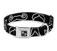Buckle Down 18-81,3 cm Moustache Contours Noir/Blanc Collier de Chien en Forme d'os, Large