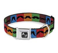 Buckle Down 18-81,3 cm Moustaches Multi Blocs de Couleur/Noir Collier de Chien en Forme d'os, Large