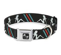 Buckle Down 18-81,3 cm Mud Flap Fille avec Rayures Gris/Turquoise/Orange Collier de Chien en Forme d'os, Large