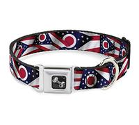 Buckle Down 18-81,3 cm Ohio Drapeaux Stacked Collier de Chien en Forme d'os, Large