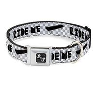 Buckle Down 18-81,3 cm Ride Me Skateboard avec Mini Checker Blanc/Gris/Noir Collier de Chien en Forme d'os, Large