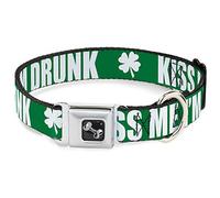 Buckle Down 18-81,3 cm St. Pat de Kiss Me I'm Drunk/trèfle Vert/Blanc Collier de Chien en Forme d'os, Large