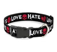 Buckle Down 9-38,1 cm Love/Hate Noir/Blanc/Fuchsia Plastique Clip Collier, Petite