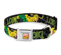 Buckle Down 9-38,1 cm Marvel Comics Loki en Action Noir/Gris/Jaune/Vert Collier de Chien