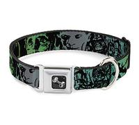 Buckle Down 9-38,1 cm rétro Monster Aqua/Noir Collier de Chien en Forme d'os, Petite