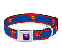 Buckle Down 9-38,1 cm Superman Shield/Motif à Rayures Rouge/Bleu Collier de Chien