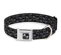 Buckle Down 9-38,1 cm Tête de Mort Yard Noir/Gris Collier de Chien en Forme d'os, Petite