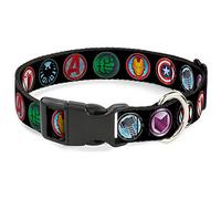 Buckle-Down 9Avenger Icons Collier à Clip en Plastique Marvel Avengers Noir/Multicolore Taille M 40,6 à 58,4 cm