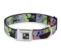 Buckle Down années 1980 Arcade Multi Neon Stripes Collier pour Chien en Forme d'os, Large Petite/13-45,7 cm