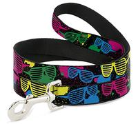Buckle Down "années 1980 Nuances Splatter Noir/Neon Pet Leash, 4 'x 3,8 cm