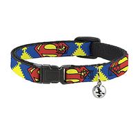 Buckle Down Bac-wsm063-nm Bleu/Jaune/Rouge Superman Breakaway Collier pour Chat, 1/5,1 cm Wide-Fits 8-30,5 cm Neck-Medium