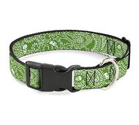 Buckle Down Bandana/crânes Irlandais Vert/Blanc Plastique Clip Collier, 2,5 cm Wide-Fits 15-66 cm Neck-Large