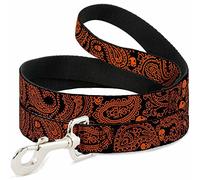 Buckle Down "Bandana/crânes Noir/Orange Pet Leash, 6 'x 1/5,1 cm