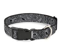 Buckle Down Bandana/têtes de Mort Argenté/Noir Collier de Clip en Plastique, 1/5,1 cm Wide-Fits 6-22,9 cm Neck-Small
