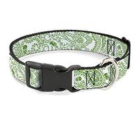 Buckle Down Bandana/têtes de Mort Blanc/Irish Plastique Vert Pince à Collier, 2,5 cm Wide-Fits 9-38,1 cm Neck-Small