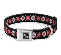 Buckle Down BD Argyle Noir/Rouge/Gris Collier de Chien en Forme d'os, Large Medium/16-58,4 cm