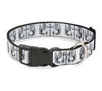 Buckle Down BD Têtes de Mort avec des Ailes Collier Clip en Plastique Blanc/Noir, 3,8 cm Wide-Fits 18-81,3 cm Neck-Large