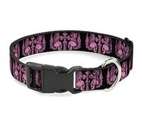 Buckle Down BD Têtes de Mort avec des Ailes Noir/Rose Clip en Plastique Collier, 3,8 cm Wide-Fits 13-45,7 cm Neck-Small