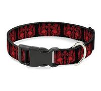 Buckle Down BD Têtes de Mort avec des Ailes Noir/Rouge Plastique Clip Collier, 3,8 cm Wide-Fits 16-58,4 cm Neck-Medium