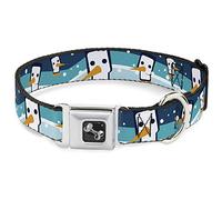 Buckle Down Block Pingouins Bleu Marine Collier de Chien en Forme d'os, Large Medium/16-58,4 cm