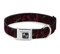 Buckle Down Bois Noir/Bordeaux/doré Collier de Chien en Forme d'os, Large Large/18-81,3 cm