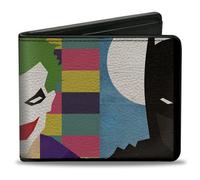 Buckle Down Boucle vers Le Bas Unisexe Portefeuille Joker/Batman Face Juxtaposition Multi Couleur/Bleu/Whit Bi-Fold - - Taille Unique
