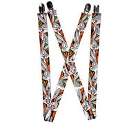 Buckle-Down Bretelles Bugs Bunny Expressions/Carottes Noir, multicolore, taille unique