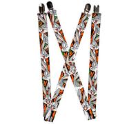 Buckle-Down Bretelles Bugs Bunny Expressions/Carottes Noir, multicolore, taille unique