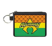 Buckle-Down Buckle-Down Aquaman Portefeuille zippé Grand accessoire, Aquaman, 20,3 x 12,7 cm, multicolore, 11 cm x 8 cm