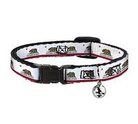Buckle-Down California Flag Collier pour chat avec clochette et clip en plastique réglable 21,6 à 30,5 - 1,3 cm de large