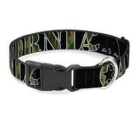Buckle Down California/Ours Silhouette Noir/Camo Olive Plastique Clip Collier, 2,5 cm Wide-Fits 9-38,1 cm Neck-Small