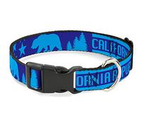 Buckle Down California Republic/Ours/étoiles Silhouette Blues Plastique Clip Collier, 2,5 cm Wide-Fits 9-38,1 cm Neck-Small