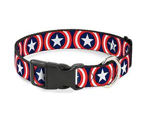 Buckle Down Captain America Shield Repeat Bleu Marine Plastique Clip Collier