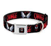 Buckle Down "Carnage/Face Noir/Blanc Ceinture de sécurité Collier de Chien, 2,5 cm X 11-43,2 cm/Medium