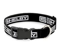 Buckle-Down Carroll Shelby CS Shelby Racing Collier pour chien en plastique Noir/blanc 50,8 à 78,7 cm Largeur 3,8 cm