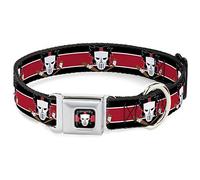 Buckle Down "Casey Jones Baseball et Crosse de Hockey C/U à Rayures Noir/Blanc/Rouge Ceinture de sécurité Collier de Chien, 3,8 cm X 18-81,3 cm/L