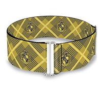 Buckle-Down Ceinture cintrée Harry Potter Poufsouffle Crest Plaid Jaune/Gris, Multicolore, Regular 23 to 44 inch