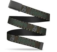 Buckle-Down Ceinture unie avec boucle de serrage Harry Potter, Gris/Vert, 1.5" Wide - Fits up to Adult Size 42