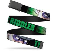 Buckle-Down Ceinture Web Riddler, The Riddler/Face C/U Noir/vert, 3,8 cm de large - Convient aux pantalons jusqu'à 106,7 cm