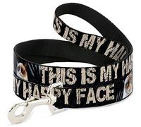 Buckle Down Chat Grincheux This is My Happy Face Noir/Tan Pet Leash, 6 'x 1/5,1 cm