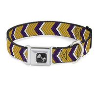 Buckle Down Chevron Tissage Doré/Violet/Blanc Collier de Chien en Forme d'os, Large Large/18-81,3 cm
